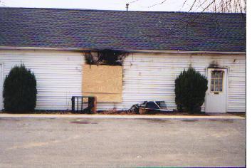 The outside of the Annex Building after the fire
